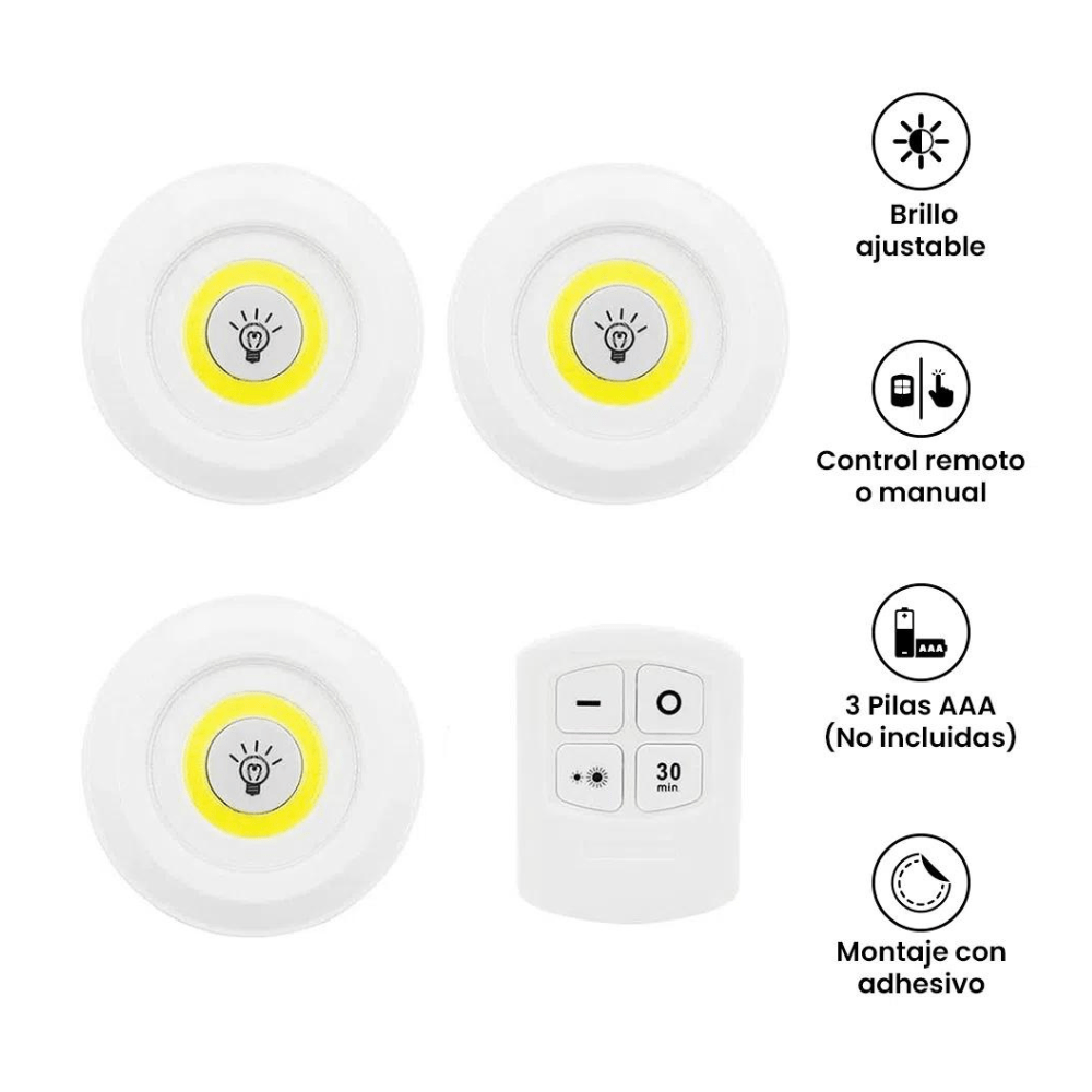 Set de 3 Luces Led Con Control